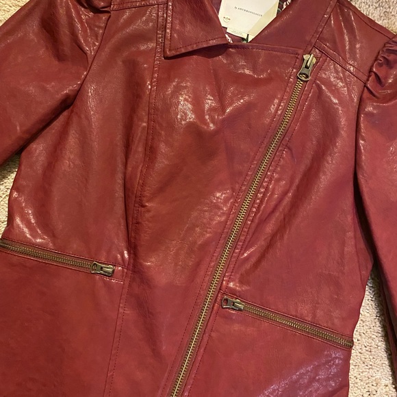Anthropologie Red Leather Jacket 